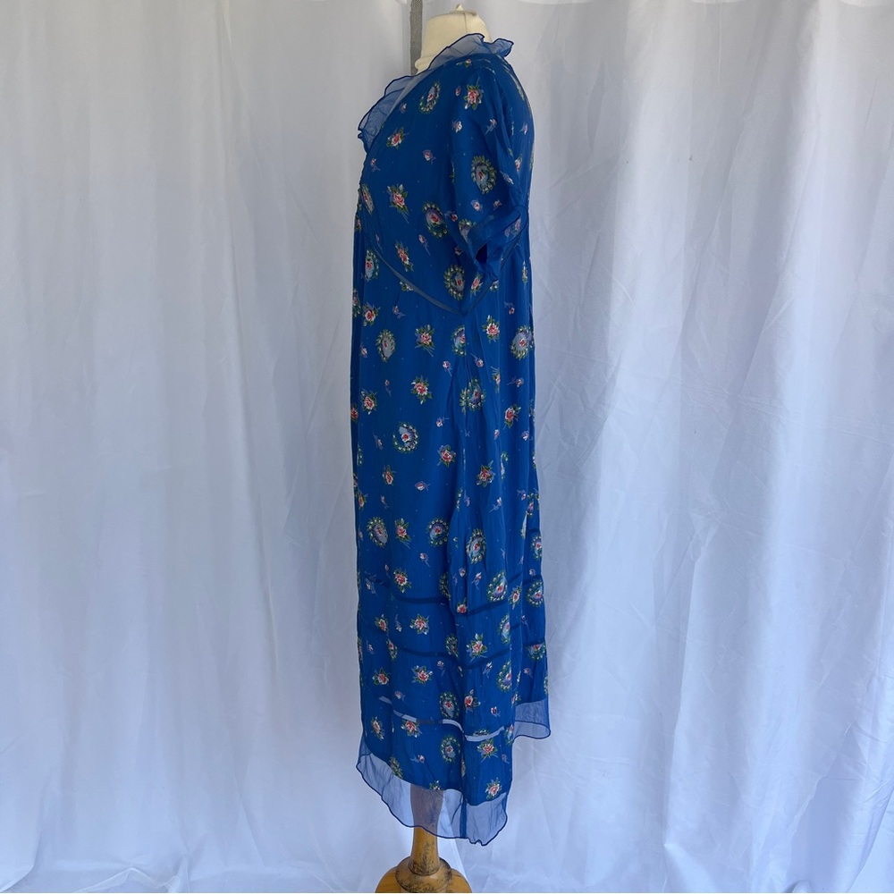 Vintage 90s April Cornell blue floral rayon dress NWT medium - Picture 8 of 17